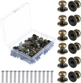 Ripeng-109642 Ripeng 36 Pieces Mini Round Head Knobs Vintage Antique Drawer Metal Bronze