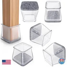 B0cl6h5468 Rkela 48pcs Square Chair Leg Floor Protectors Felt Silicone Glides Furniture Pads