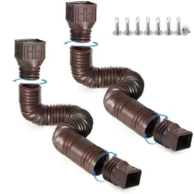 Rodnsurw 727387657688 2 Pack Flexible Rain Gutter Downspout Extensions Drain Extender Gut