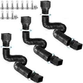 Rodnsurw 727387660909 3 Pack Flexible Rain Gutter Downspout Extensions Drain Extender Gut