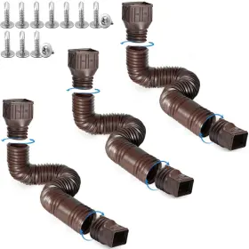 Rodnsurw 727387660923 3 Pack Flexible Rain Gutter Downspout Extensions Drain Extender Gut