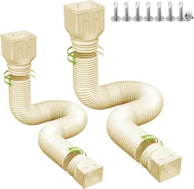 Rodnsurw 762284795989 2 Pack Flexible Rain Gutter Downspout Extensions Drain Extender