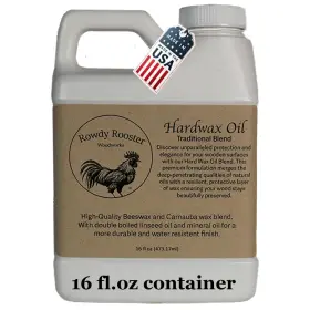 Rowdy Rooster Woodworks 198715830248 Traditional Hard Wax Oil - Durable Satin Finish With Mineral And