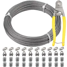 Rt-18 Roxanned 1/8 Inch Stainless Steel Wire Rope Kit 7x7 Strands 100 Ft Length With Cabl