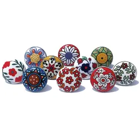 Sknob001 Royal Kraft Vintage Multicolor Printed Ceramic Pull Knobs Set Of 10