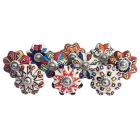 Sknob003 Royal Kraft Vintage Multicolor Hand Painted Ceramic Pull Set Of 10