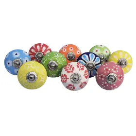 Sknob008 Royal Kraft Vintage Multicolor Hand Painted Ceramic Pull Set Of 10