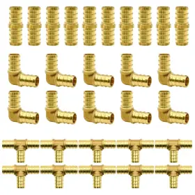 Ruby.q 765063724439 30/45/90pcs 1/2 Inch Pex Fittings Elbow Tee Straight Couplings Set Brass Cr
