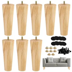 B0967gpjpz Ruisita 8pcs 6 Inch Round Solid Wood Sofa Legs M8 Furniture Couch