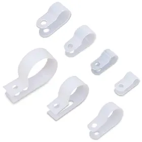 8541757501 Rustark 250pcs 7 Sizes White Nylon R-type Cable Clamp Organizer Cord Clips For
