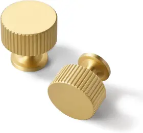 88103 Saliseng Brushed Gold Kitchen Cabinet Knob - Solid Brass Dresser 6 Pack