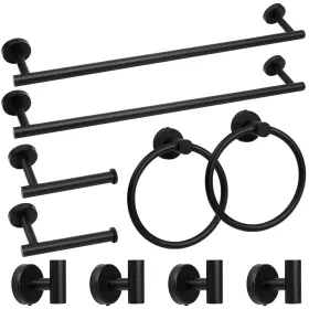 B0dt3s621g Saocool Matte Black Bathroom Towel Bar Set 10-piece Stainless Steel Hardware A