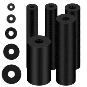 Hg-x8y5-umif Sareal Flat Rubber Washers Assortment Kit - 5 Sizes Black Heavy 0.25 Inches