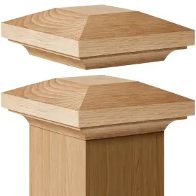 Cha-sasylvia-601 Sasylvia 2 Pcs 3 X Inch Wood Newel Post Flat Peak Red Oak Cap Mounting Ki
