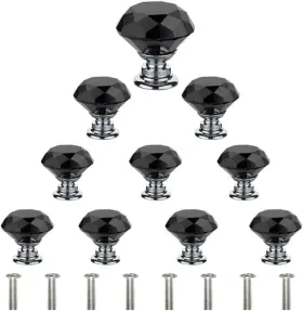 Scoland 799974988642 10pcs Diamond Crystal Handles Glass Knobs Yellow Blue Sky Green Purple