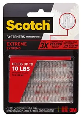 Rf6730 Scotch Extreme Fasteners Recloseable Strip Clear 1 X 3 Inch 2-pr. -