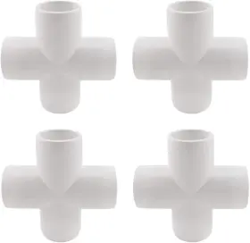 H-pvcfitting-cross-1in-4 Sdtc Tech 4-pack 1 Inch Cross Pvc Fitting 4 Way Furniture Grade Pipe Connector For