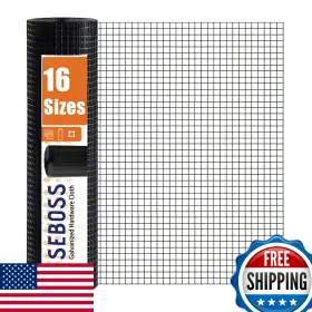 B0d2pgfczy Seboss Black Hardware Cloth 1/2 Inch 48x50ft 19-gauge Pvc Coated Wire Mesh Fence