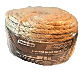Secure Line 071514888781 Secureline Twisted Sisal Rope 100 Feet X 1/4 Inches