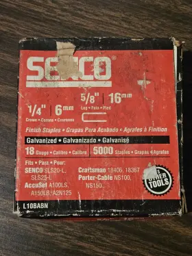 L10babn Senco 18 Ga 1/4 In Crown 5/8 Leg Galvanized Staples 5000pcs