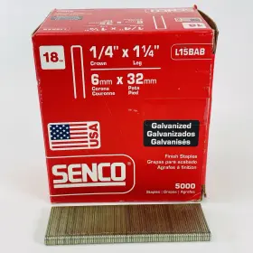 L15bab Senco Partial Box 1-1/4 In X 1/4 Crown 18 Gauge Medium Wire Galvanized Staple