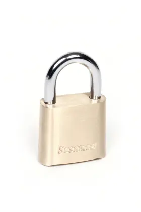 55a5d71b-2e19-4 Sesamee K0436 4-dial Resettable Brass Padlock 1 Inch Shackle 10 000 Combinations