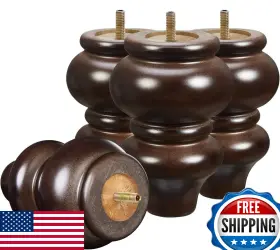 B08rd9xkkn Shanjue 5 Inch Wood Round Espresso Furniture Legs Sofa Couch Dresser Pack Of 4