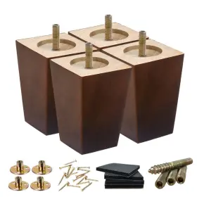 B08rdhxwsw Shanjue Wood Furniture Legs - 5 Inch Sofa Pack Of 4 Square Brown Couch