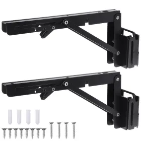 Ri-shimeyao-1901 Shimeyao 2 Pcs 10 Inch E Track Folding Shelf Brackets Black Heavy Duty Metal