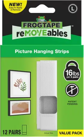 Shurtape Technologies 075353129074 Frogtape Removeables Large Picture Hanging Strips 12 Pairs Damage-free