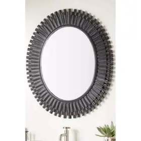 24175-tbpc Signature Hardware 29.75 Inch X 35 0.5 Oval Bathroom Vanity Mirror -iron And Acrylic Back