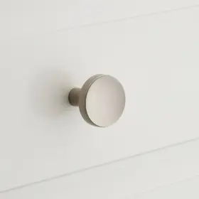 465141 Signature Hardware 1 Lars Solid Brass Round Cabinet Knob Satin Nickel