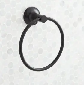 466409 Signature Hardware Lentz Wall Mounted Towel Ring Matte Black Shztrmb