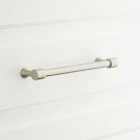 479489 Signature Hardware 8 Solid Brass Cabinet Pull Satin Nickel