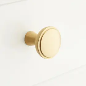 481865 Signature Hardware 1-1/4 Inch Strasbourg Brass Cabinet Knob - Satin