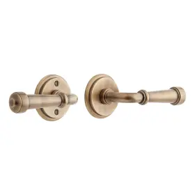 552065ab Signature Hardware Mng 506 Solid Brass Privacy Interior Door Set With Sculpted Round Lever Handle