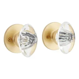 552096sb Signature Hardware Kncrstl 1040 With Flat Escutcheon - Solid Brass Dummy Interior Door Set No Back