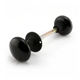 90001bpc Signature Hardware Pair Of Black Ceramic Doorknobs For Rim Locks - Iron Shanks Powder Coat