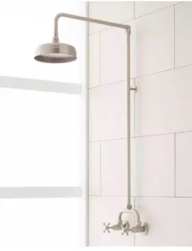Au-48102-bn Signature Hardware New Baudette Exposed Pipe Wall Mount Shower With Rainfall Head