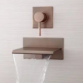 Bya-2101-orb Signature Hardware Wall Mount Single Control Tub Faucet With Waterfall Spout - Solid Brass