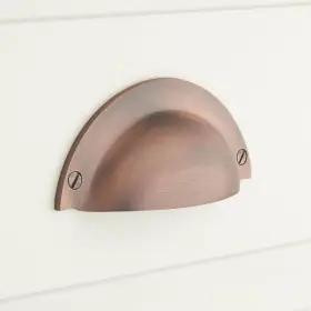Eh-1008.acp Signature Hardware Rustic Style Brass Traditional Cup Pull - Antique Copper