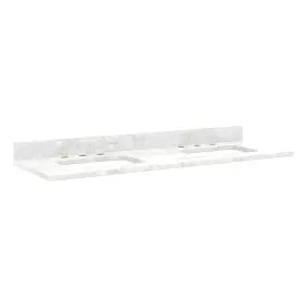 Gcar-u-61x22x3cm-dbl-0-rect-h Signature Hardware 61 Inch X 22 3cm Marble Vanity Top With Backsplash - No Faucet Holes Double Sink