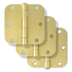 Hdh3503cb Signature Hardware Steel 3.5 Inch Door Hinge Plain Bearing 5/8 Radius Corner - 3 Pack Champagne