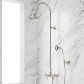 Hl-39-bn-u Signature Hardware Wall Mount Exposed Shower Set With Hand - Brushed Nickel
