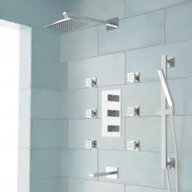 Kj8067710-c-u Signature Hardware Shower Arm And Rainshower Wall Mounted Brass - Chrome