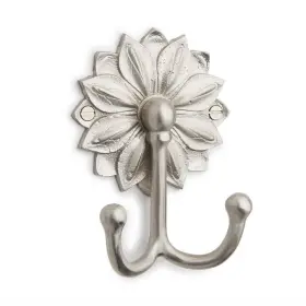 Mng-hk-03-sn Signature Hardware Floral Solid Brass Double Coat Hook - Brushed Nickel