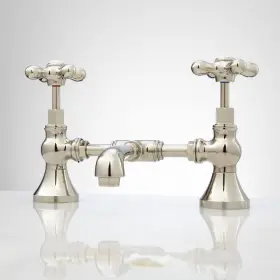 Nc-633bs-ch-pn-o-k-lf Signature Hardware Monroe Bridge Lavatory Faucet - Cross Handles Pop-up Drain Overflow
