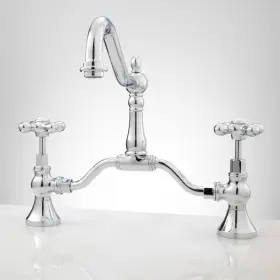Nc-715bs-ch-cp-o-k-lf Signature Hardware Elnora 12 Inch Bridge Lavatory Faucet - Cross Handles And Drain Overflow Chrome
