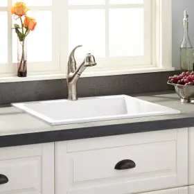 Composite-23-5 Signature Hardware On6010-58ug-u Single Bowl Drop-in Sink-granite Composite-23-5/8 Inch X20-1/16 X7-7/8 -no Overflow