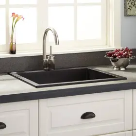 Composite-23-5 Signature Hardware On6010-70ug-u Single Bowl Drop-in Sink-granite Composite-23-5/8 Inch X20-1/16 X7-7/8 -no Overflow